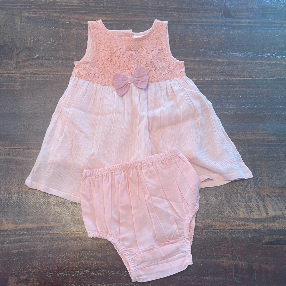 Pink Lace Bow Kids Casual Dress